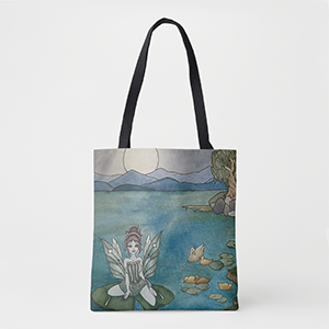 Enchanted Lily Pond: Over-the-Shoulder Tote Bag (medium)