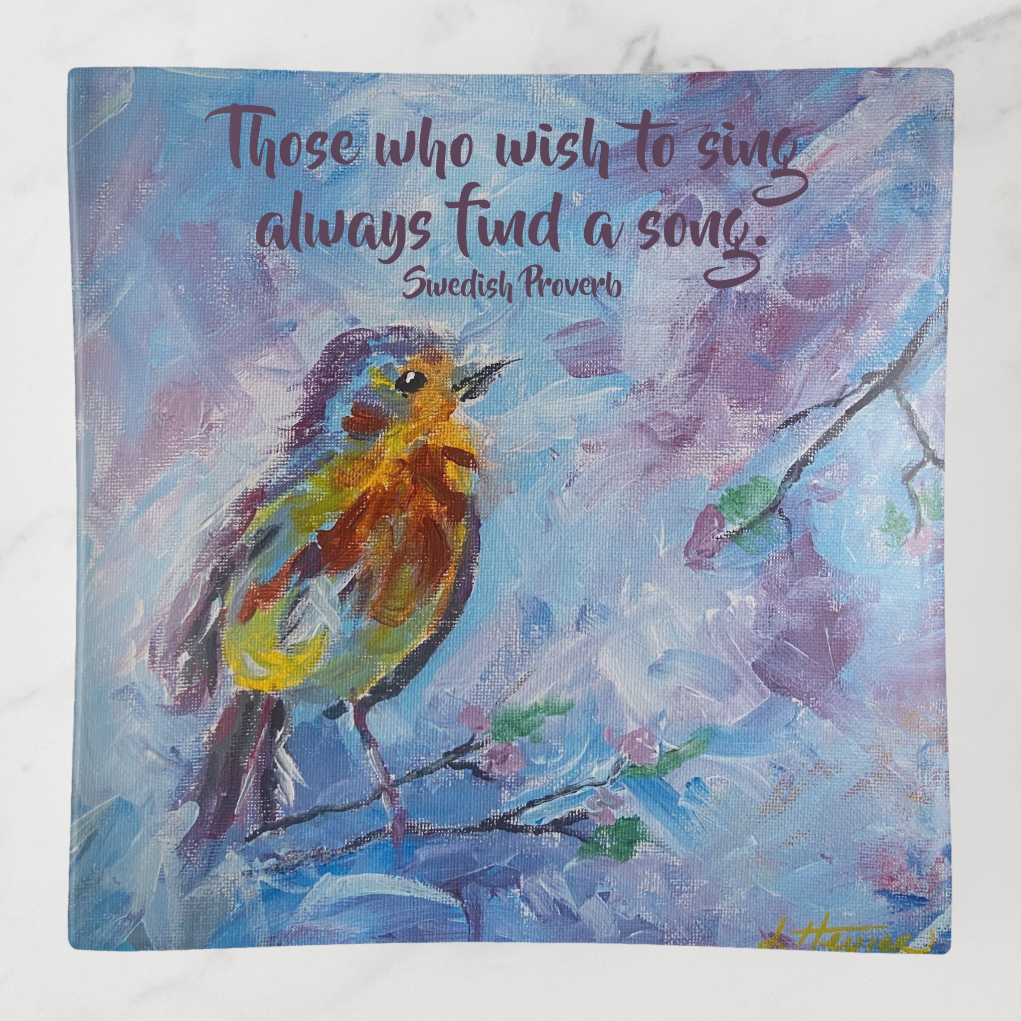 Songbird of Hope with Proverb: Square Trinket Tray